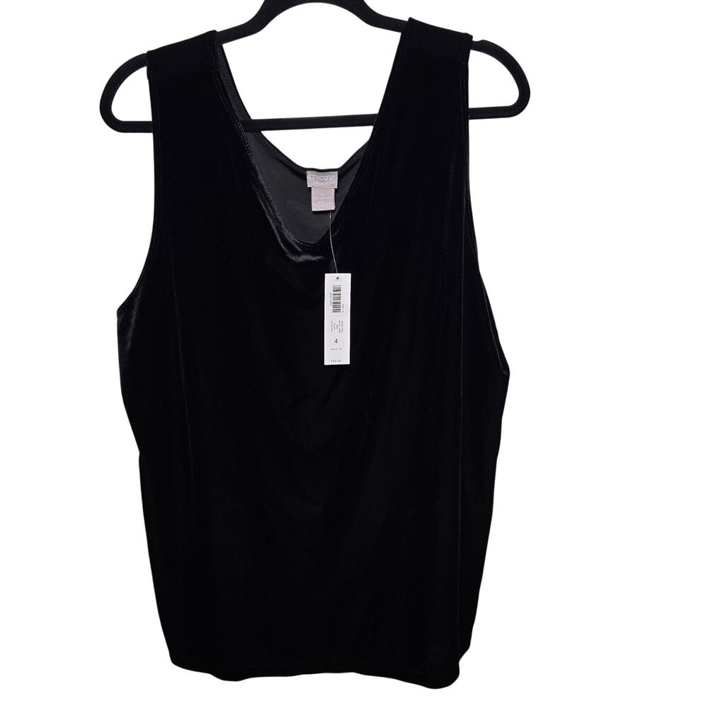 NWT Chicos Size 4 Black Velvet Travelers Tank US Womens 20-22 XXL Winter Fall